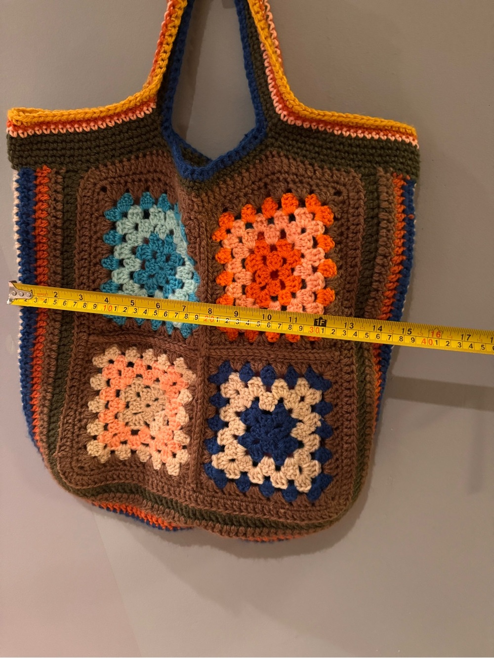 Handmade Crochet Granny Square Tote Bag - Multicolor - Picture 4 of 5